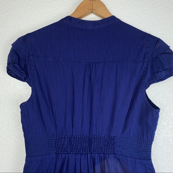 Anthro Maeve Pinstripe Button Down Cotton Button Down Dress w/Pockets - Picture 5 of 9